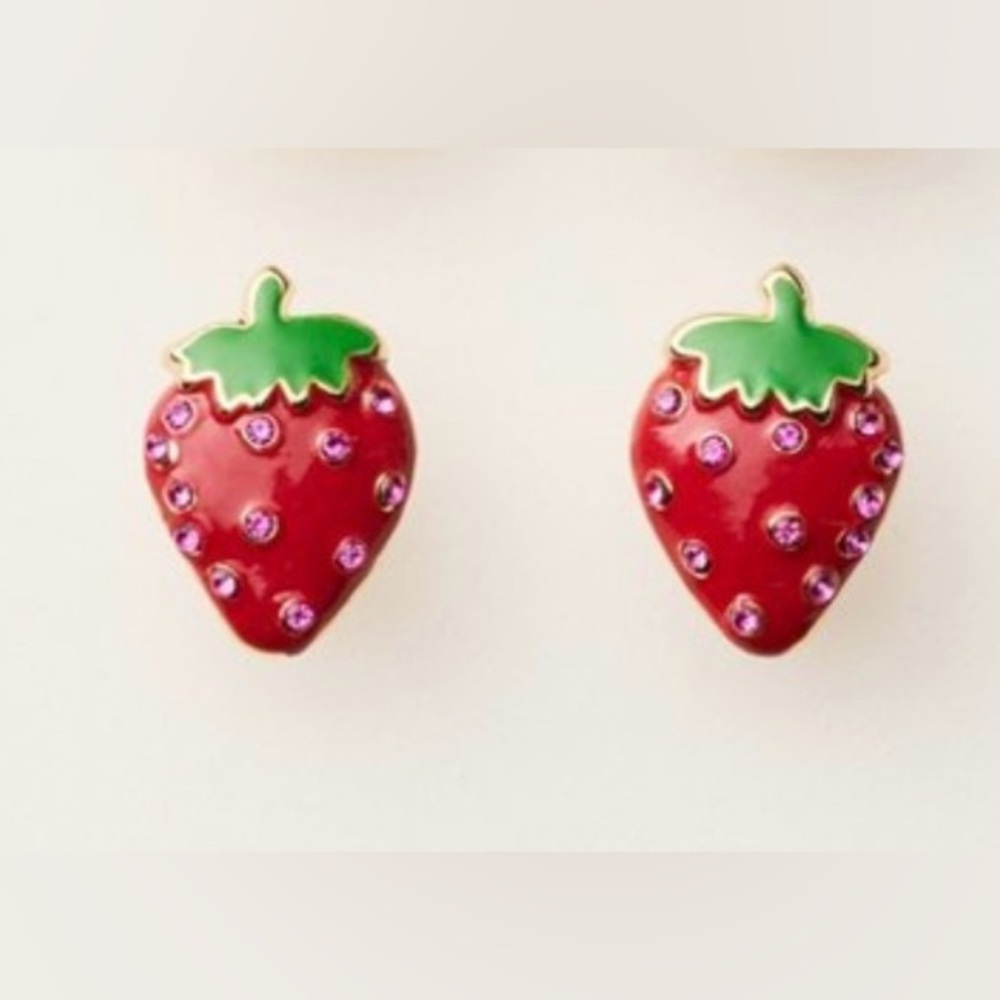 Kate Spade Strawberry Novelty Stud Earrings in Red/Green